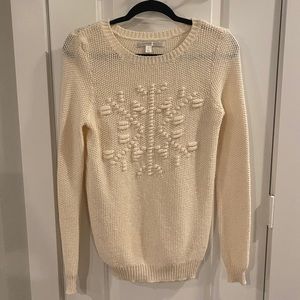 Lauren Conrad Cream Snowflake Cozy Sweater